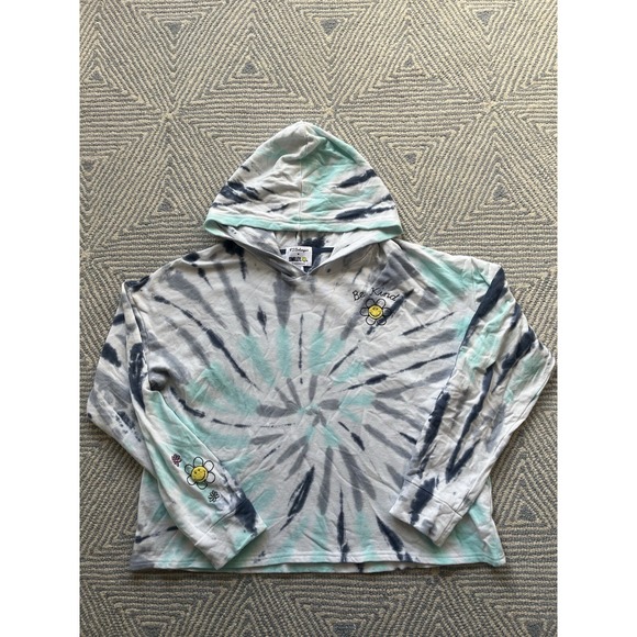 P.J. Salvage Tops - Women's PJ Salvage Smilley Tye‎ Dye Hooded Sweatshirt (no cord) Multicolor XL